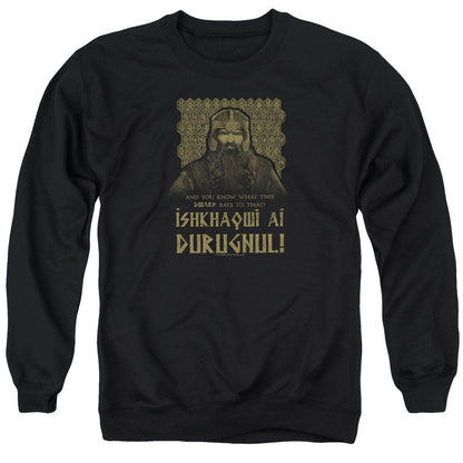 Lord Of The Rings Ishkhaqwi Durugnul Mens Crewneck Sweatshirt Black Officially Licensed