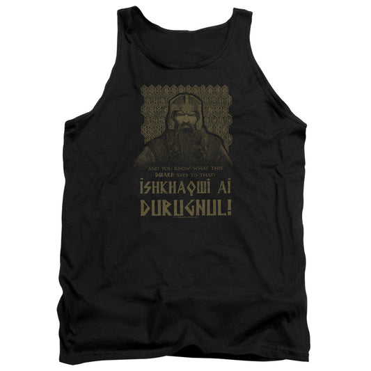 Lord Of The Rings Ishkhaqwi Durugnul Mens Tank Top Shirt Black Officially Licensed