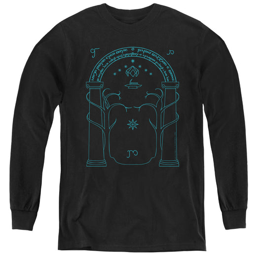 Lord Of The Rings Doors of Durin Long Sleeve Kids Youth T Shirt Black Officially Licensed