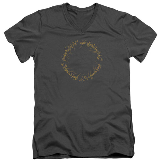 Lord Of The Rings One Ring Mens Slim Fit V-Neck T Shirt Charcoal Officially Licensed