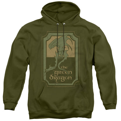 Lord Of The Ringsd Of The Rings Green Dragon Tavern Mens Hoodie Military Green Officially Licensed