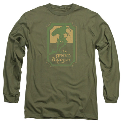 Lord Of The Rings Green Dragon Tavern Mens Long Sleeve Shirt Military Green Officially Licensed Officially Licensed