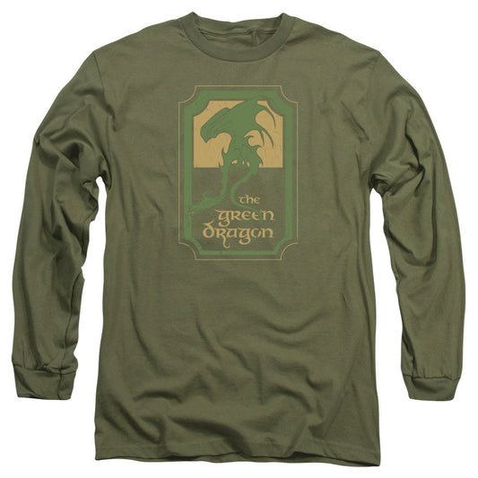 Lord Of The Rings Green Dragon Tavern Mens Long Sleeve Shirt Military Green Officially Licensed Officially Licensed