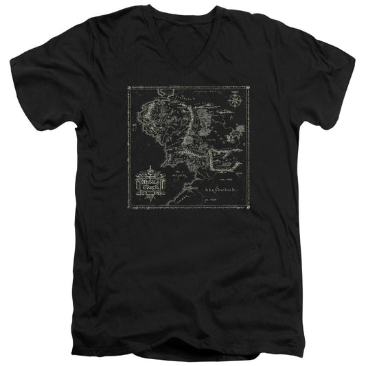 Lord Of The Rings Map of Me Mens Slim Fit V-Neck T Shirt Black Officially Licensed