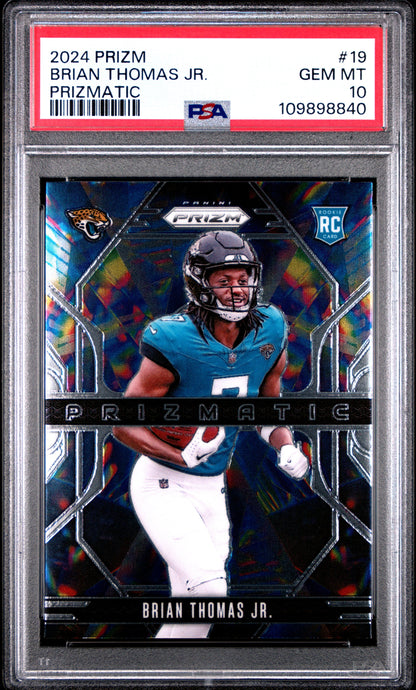 Graded 2024 Panini Prizm Brian Thomas Jr #19 Prizmatic Rookie RC Football Card PSA 10 Gem Mint