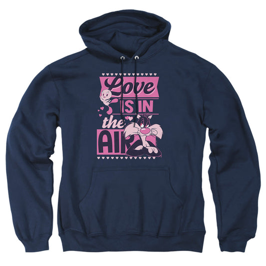 Looney Tunes Valentine'S Day Tweety Sylvester Love In The Air Mens Hoodie Navy Officially Licensed