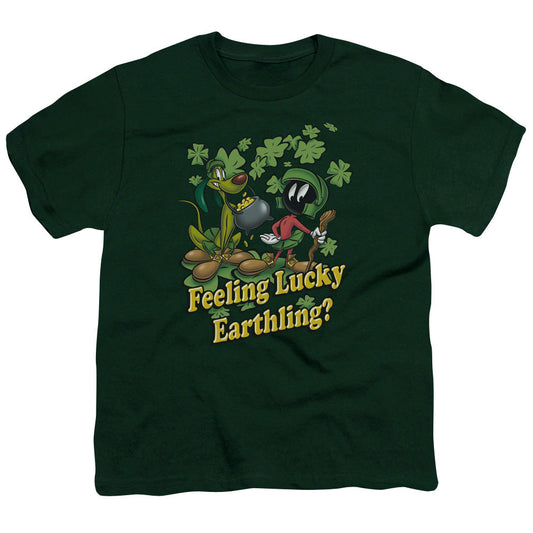Looney Tunes Feeling Lucky Kids Youth T Shirt Hunter Green Officially Licensed