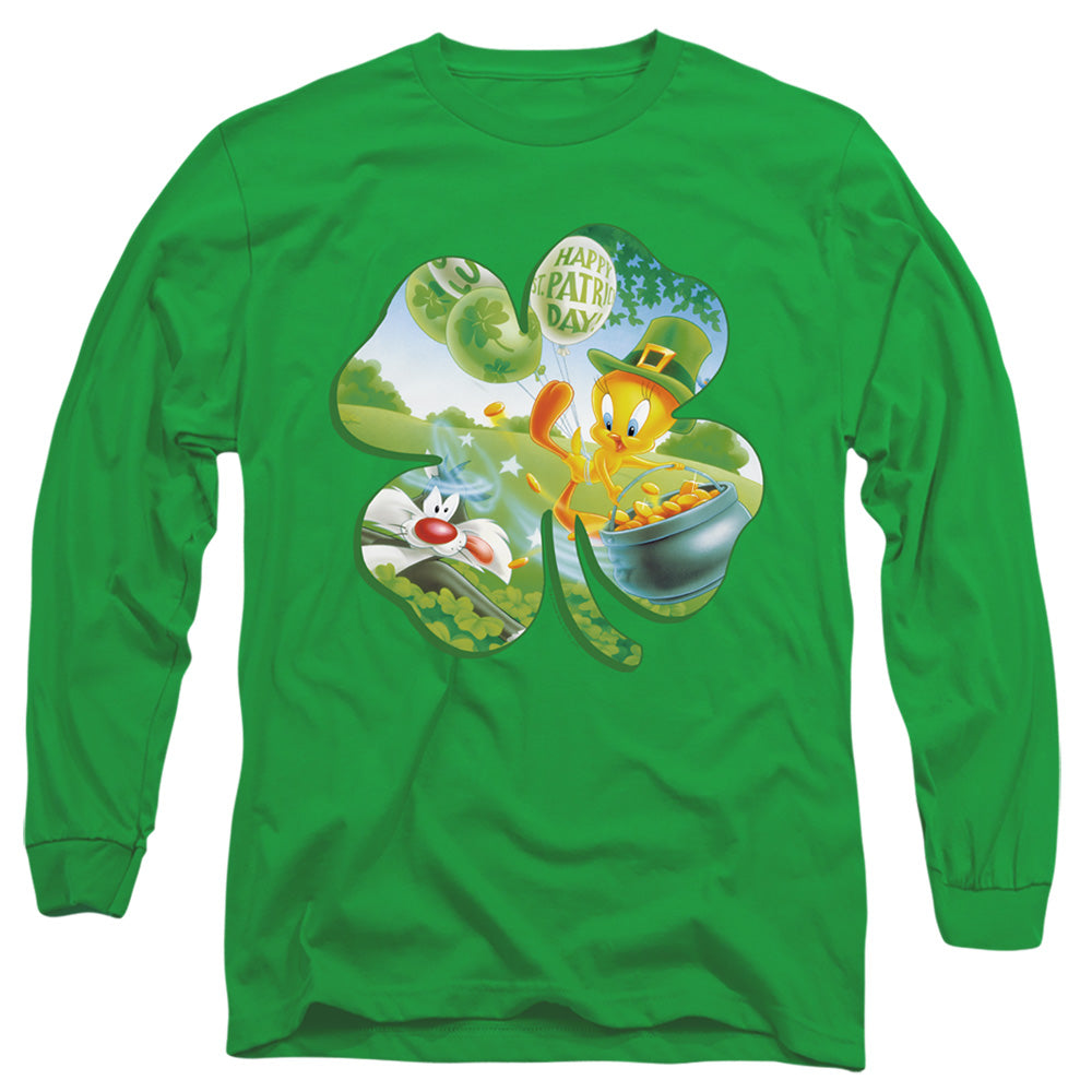 Looney Tunes Tweety Shamrock Mens Long Sleeve Shirt Kelly Green Officially Licensed Officially Licensed