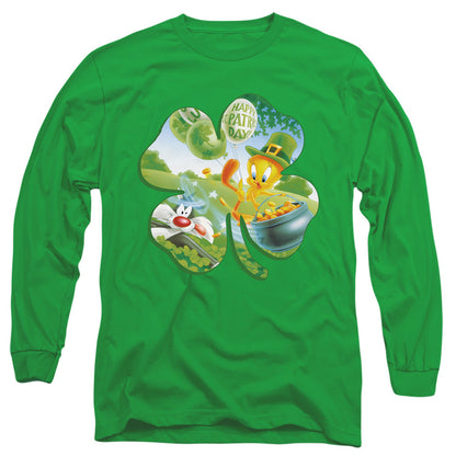 Looney Tunes Tweety Shamrock Mens Long Sleeve Shirt Kelly Green Officially Licensed Officially Licensed