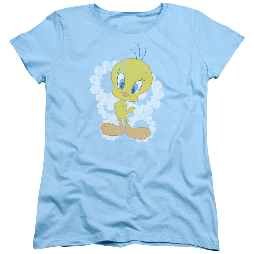 Looney Tunes Retro Tweety Womens T Shirt Light Blue Officially Licensed