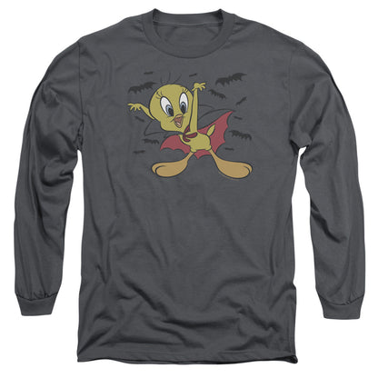 Looney Tunes Vampire Tweety Mens Long Sleeve Shirt Charcoal Officially Licensed Officially Licensed