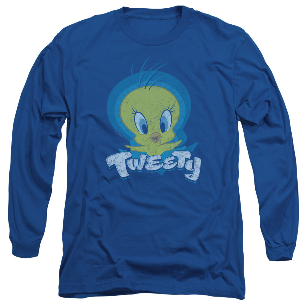 Looney Tunes Tweety Swirl Mens Long Sleeve Shirt Royal Blue Officially Licensed