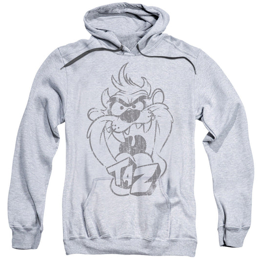 Looney Tunes Faded Taz Mens Hoodie Athletic Heather Officially Licensed