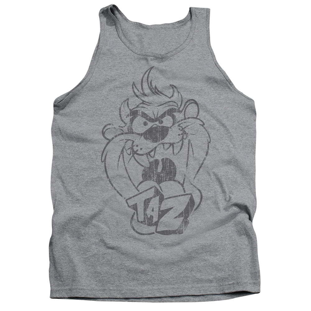 Looney Tunes Faded Taz Mens Tank Top Shirt Athletic Heather Officially Licensed