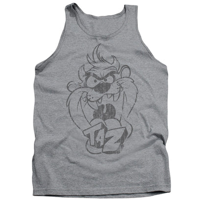 Looney Tunes Faded Taz Mens Tank Top Shirt Athletic Heather Officially Licensed