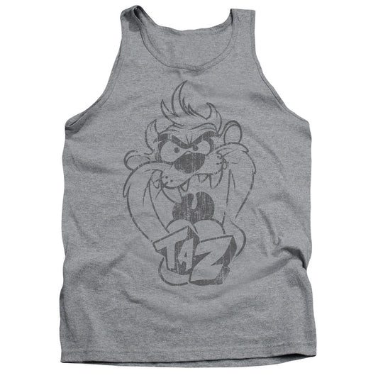 Looney Tunes Faded Taz Mens Tank Top Shirt Athletic Heather Officially Licensed