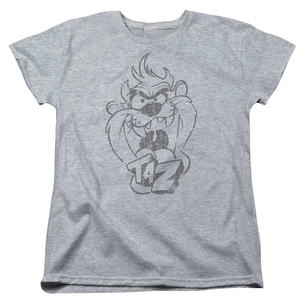 Looney Tunes Faded Taz Womens T Shirt Athletic Heather Officially Licensed