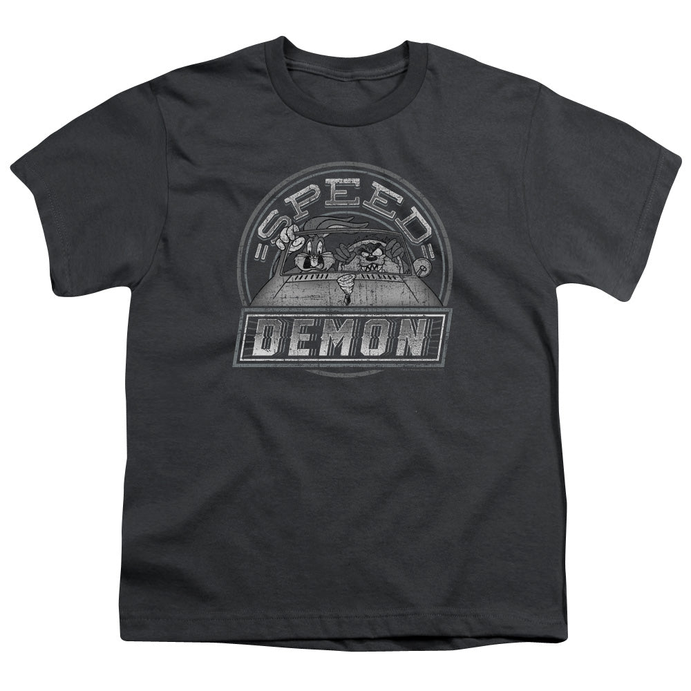 Looney Tunes Speed Demon Kids Youth T Shirt Charcoal Officially Licensed