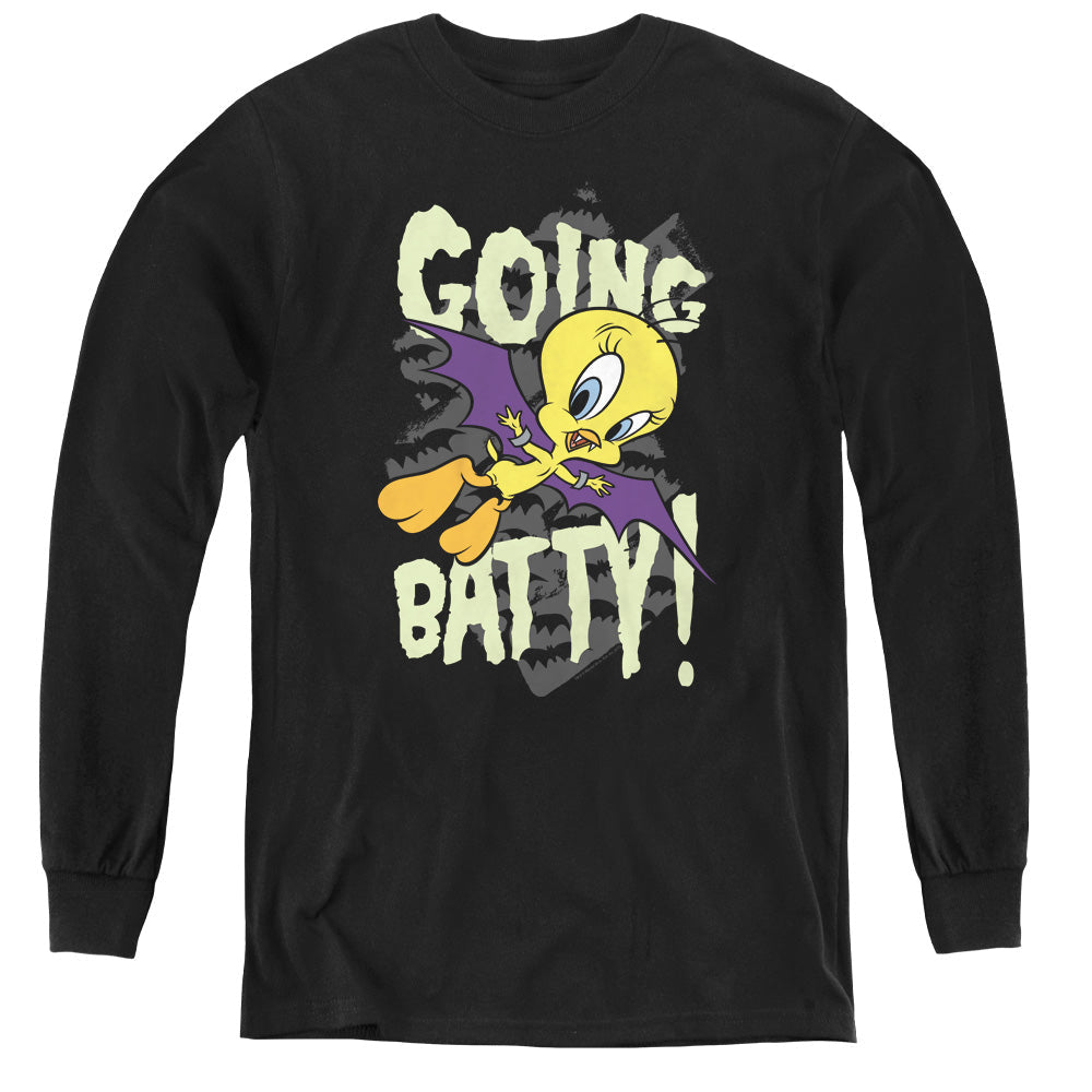 Looney Tunes Going Batty Long Sleeve Kids Youth T Shirt Black Officially Licensed