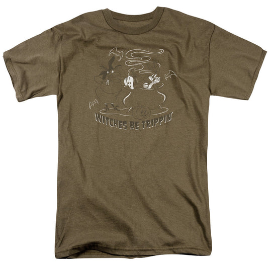 Looney Tunes Witches Mens T Shirt Safari Green Officially Licensed
