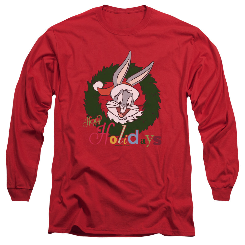 Looney Tunes Holiday Bunny Mens Long Sleeve Shirt Red Officially Licensed Officially Licensed