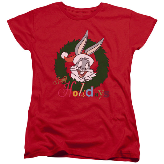 Looney Tunes Holiday Bunny Womens T Shirt Red Officially Licensed