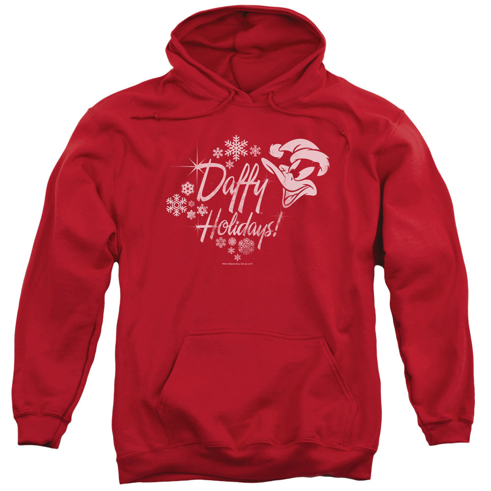 Looney Tunes Daffy Holidays Mens Hoodie Red Officially Licensed