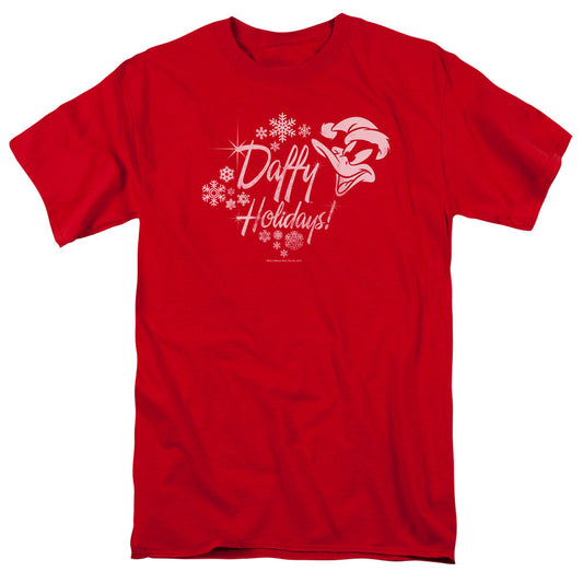 Looney Tunes Daffy Holidays Mens T Shirt Red Officially Licensed