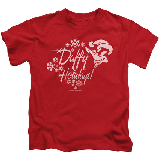 Looney Tunes Daffy Holidays Juvenile Kids Youth T Shirt Red Officially Licensed