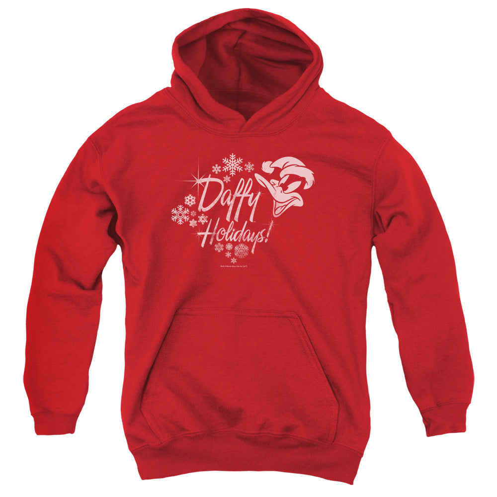 Looney Tunes Daffy Holidays Kids Youth Hoodie Red Officially Licensed