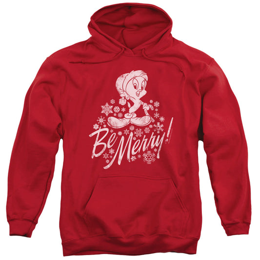 Looney Tunes Merry Tweety Mens Hoodie Red Officially Licensed