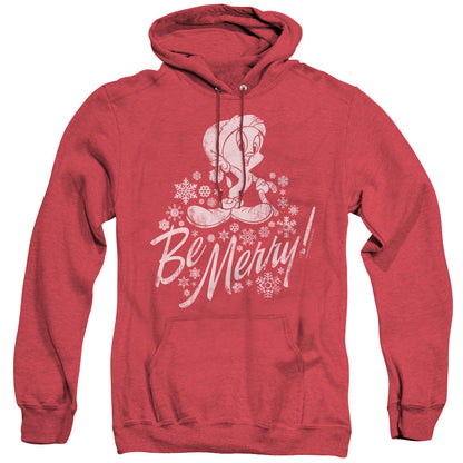 Looney Tunes Merry Tweety Mens Heather Hoodie Red Officially Licensed