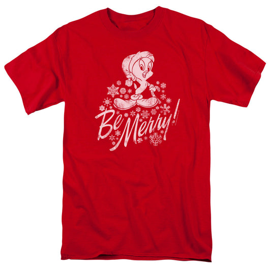 Looney Tunes Merry Tweety Mens T Shirt Red Officially Licensed