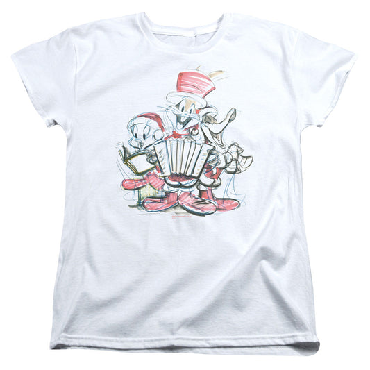 Looney Tunes Holiday Sketch Womens T Shirt White Officially Licensed