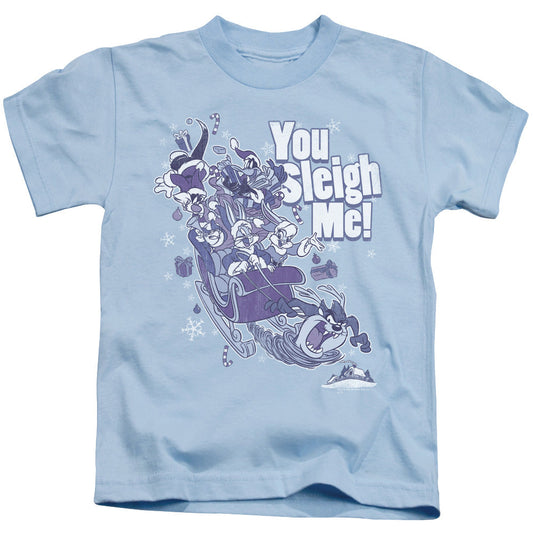 Looney Tunes You Sleigh Me Juvenile Kids Youth T Shirt Light Blue Officially Licensed