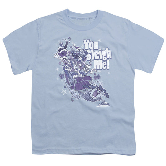 Looney Tunes You Sleigh Me Kids Youth T Shirt Light Blue Officially Licensed