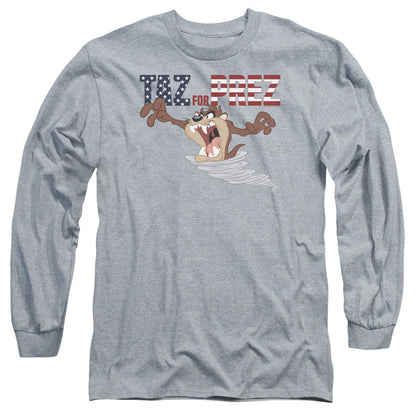 Looney Tunes Taz For Prez 3 Mens Long Sleeve Shirt Athletic Heather Officially Licensed Officially Licensed