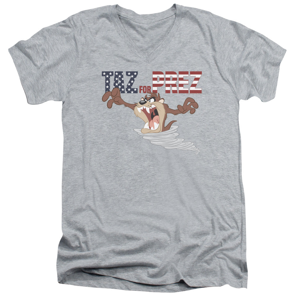 Looney Tunes Taz for Prez 3 Mens Slim Fit V-Neck T Shirt Athletic Heather Officially Licensed