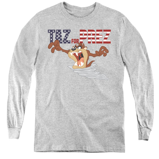 Looney Tunes Taz for Prez 3 Long Sleeve Kids Youth T Shirt Athletic Heather Officially Licensed