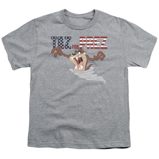 Looney Tunes Taz for Prez 3 Kids Youth T Shirt Athletic Heather Officially Licensed