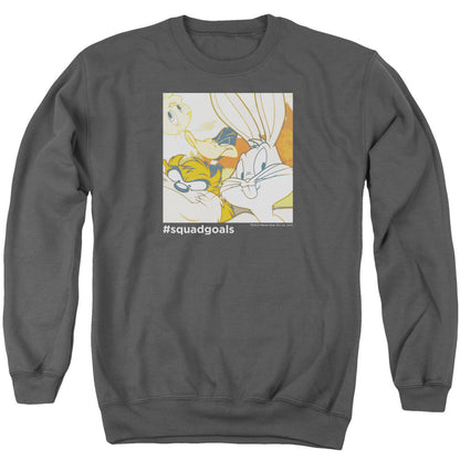 Looney Tunes Squad Goals Mens Crewneck Sweatshirt Charcoal Officially Licensed