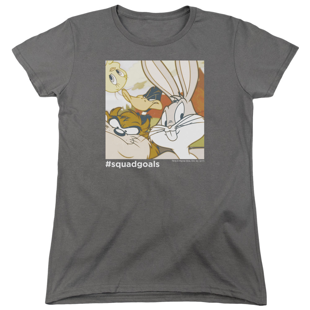 Looney Tunes Squad Goals Womens T Shirt Charcoal Officially Licensed