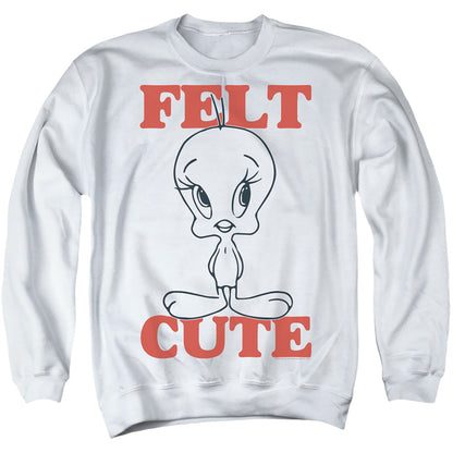 Looney Tunes Felt Cute Mens Crewneck Sweatshirt White Officially Licensed