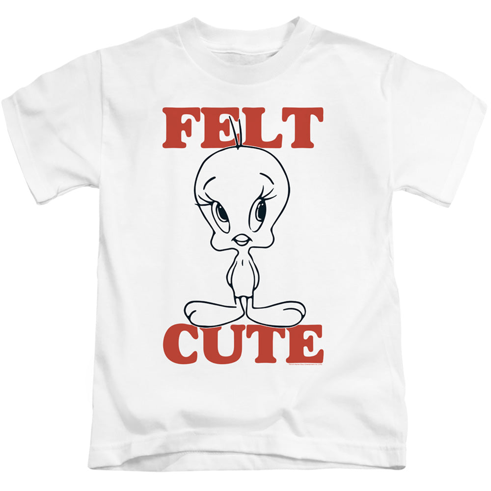 Looney Tunes Felt Cute Juvenile Kids Youth T Shirt White Officially Licensed