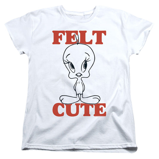 Looney Tunes Felt Cute Womens T Shirt White Officially Licensed
