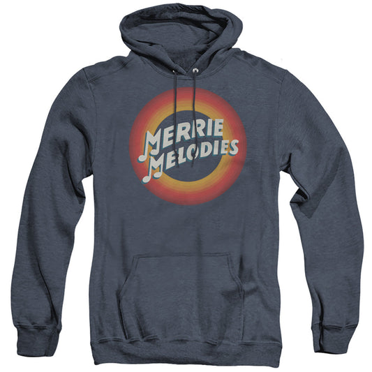 Looney Tunes Merrie Logo Heather Mens Hoodie Navy Blue Officially Licensed