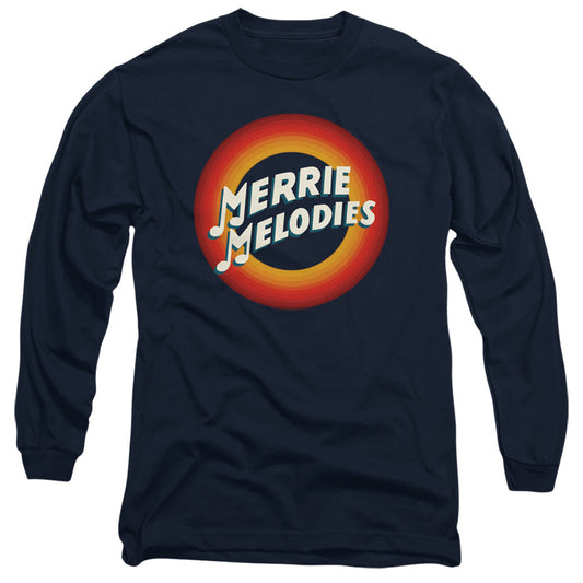 Looney Tunes Merrie Logo Mens Long Sleeve Shirt Navy Blue Officially Licensed