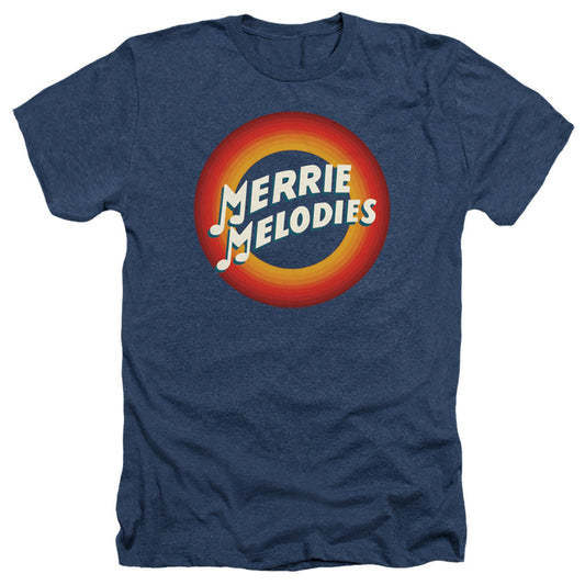 Looney Tunes Merrie Logo Heather Mens T Shirt Navy Blue Officially Licensed