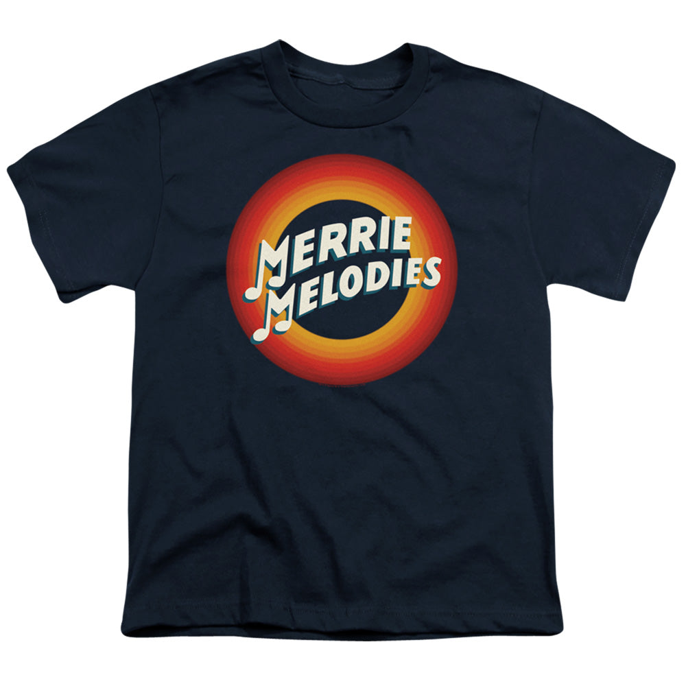 Looney Tunes Merrie Logo Kids Youth T Shirt Navy Blue Officially Licensed