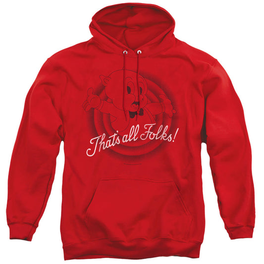 Looney Tunes Thats All Folks Mens Hoodie Red Officially Licensed